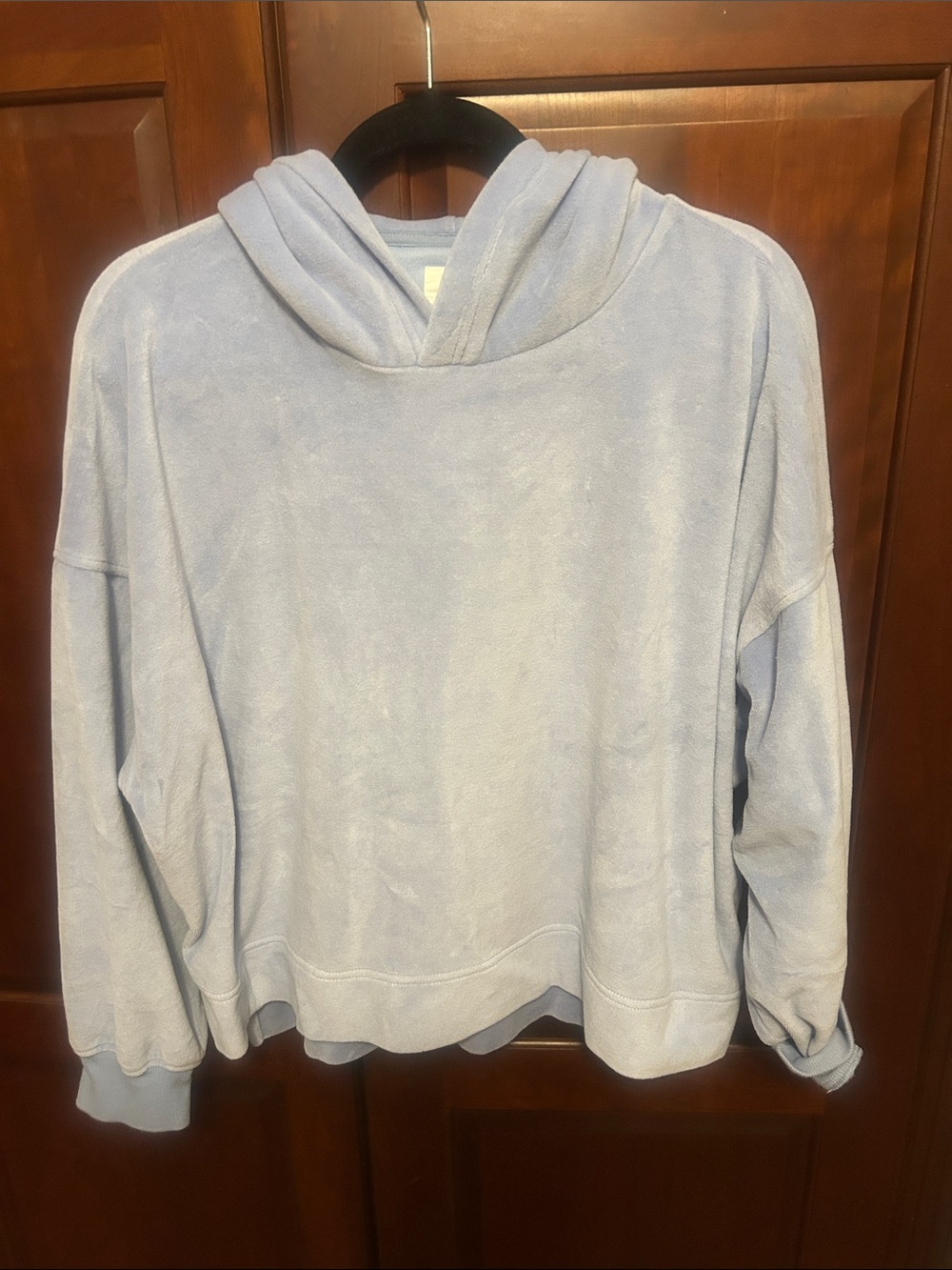 Light Blue Women's Hooded Velour Pullover
